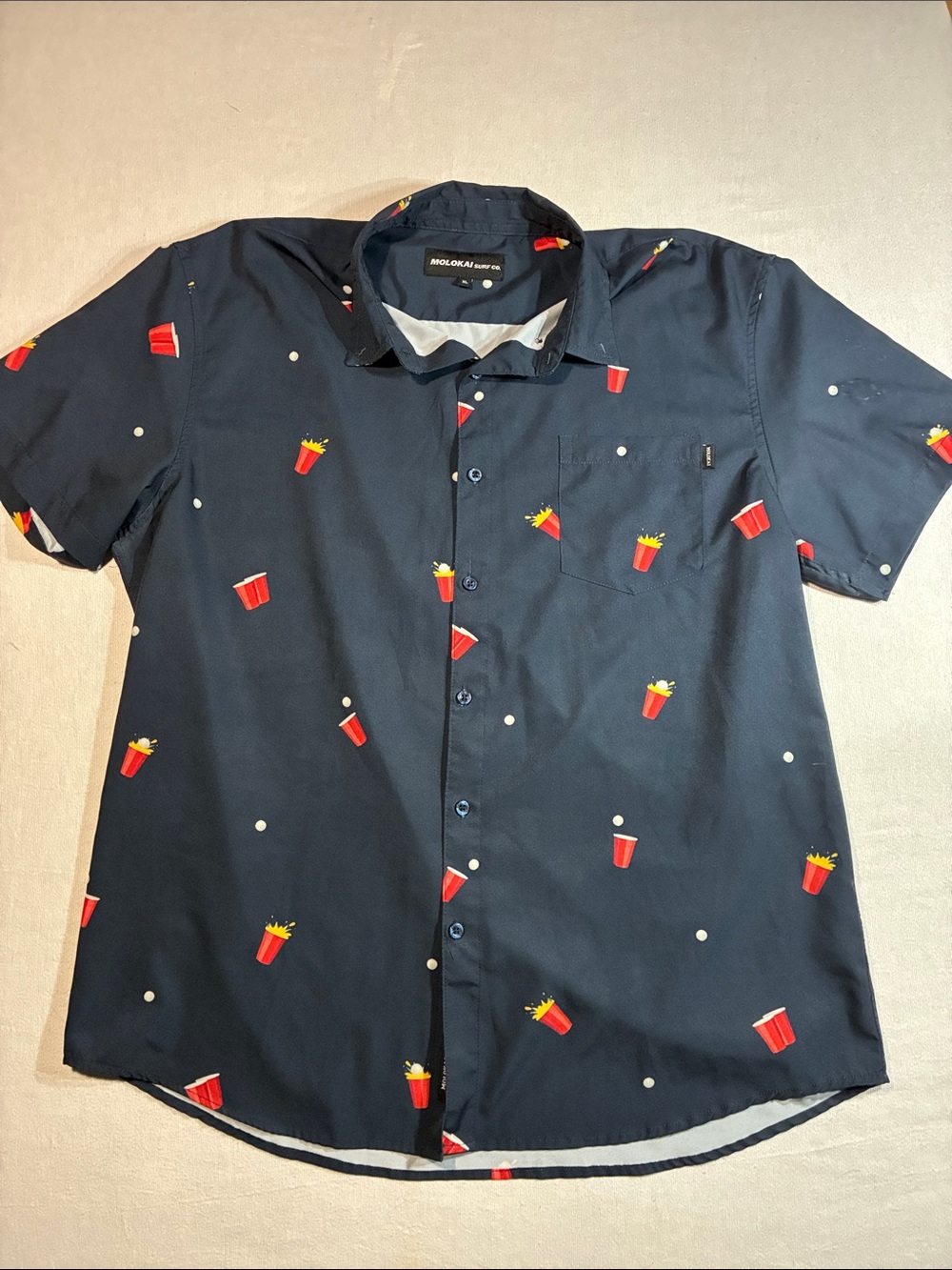 Molokai Surf Co. Men's Casual Button Down Shirt - Navy